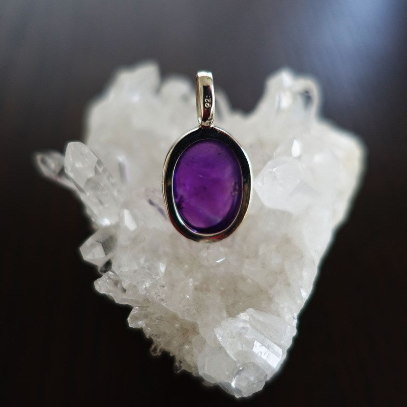【送料無料】アメジスト20mm×15mm オーバル型ペンダントトップ《運気上昇/直観力/思考力》silver925【ポスト投函対応可能商品】