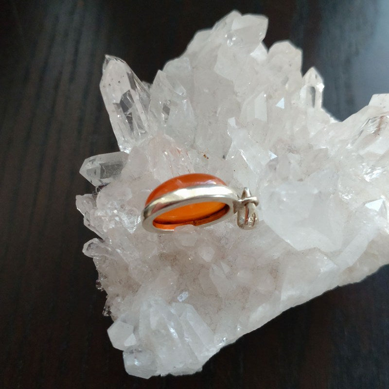 カーネリアン オーバル型ペンダントトップ《16mm×11.5mm/silver925》豊かさ・喜び・人減関係【ポスト投函対応可能商品】