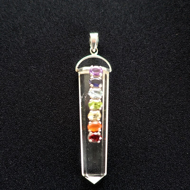 ヒマラヤ水晶ワンド型ペンダントトップ 53mm《7種の天然石/7つの