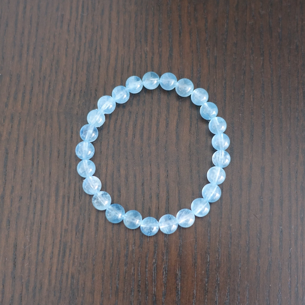 【送料無料】アクアマリン7.5mm玉ブレスレット《ユニセックス/183mm》【ポスト投函対応可能商品】