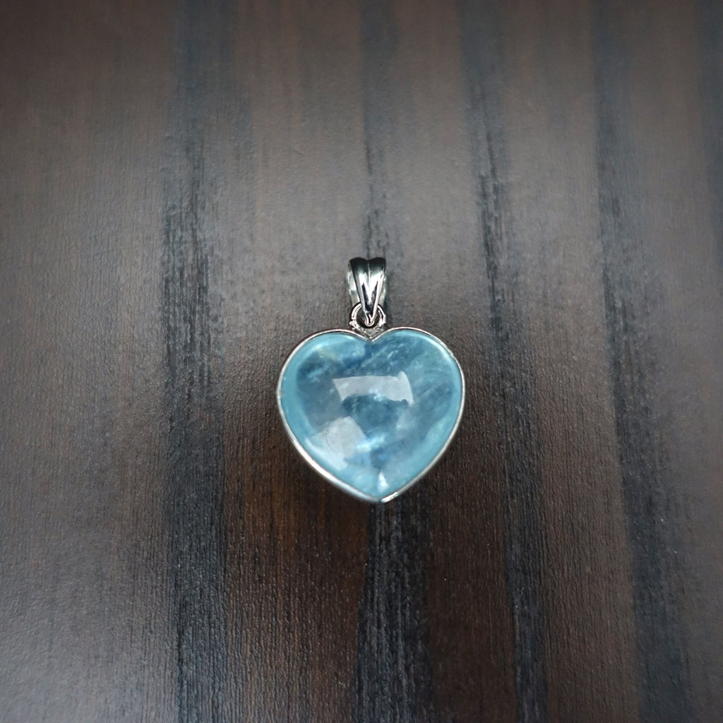 【送料無料】アクアマリン ハート型 ペンダントトップ-No.2《14mm×15mm》Silver925【ポスト投函対応可能商品】