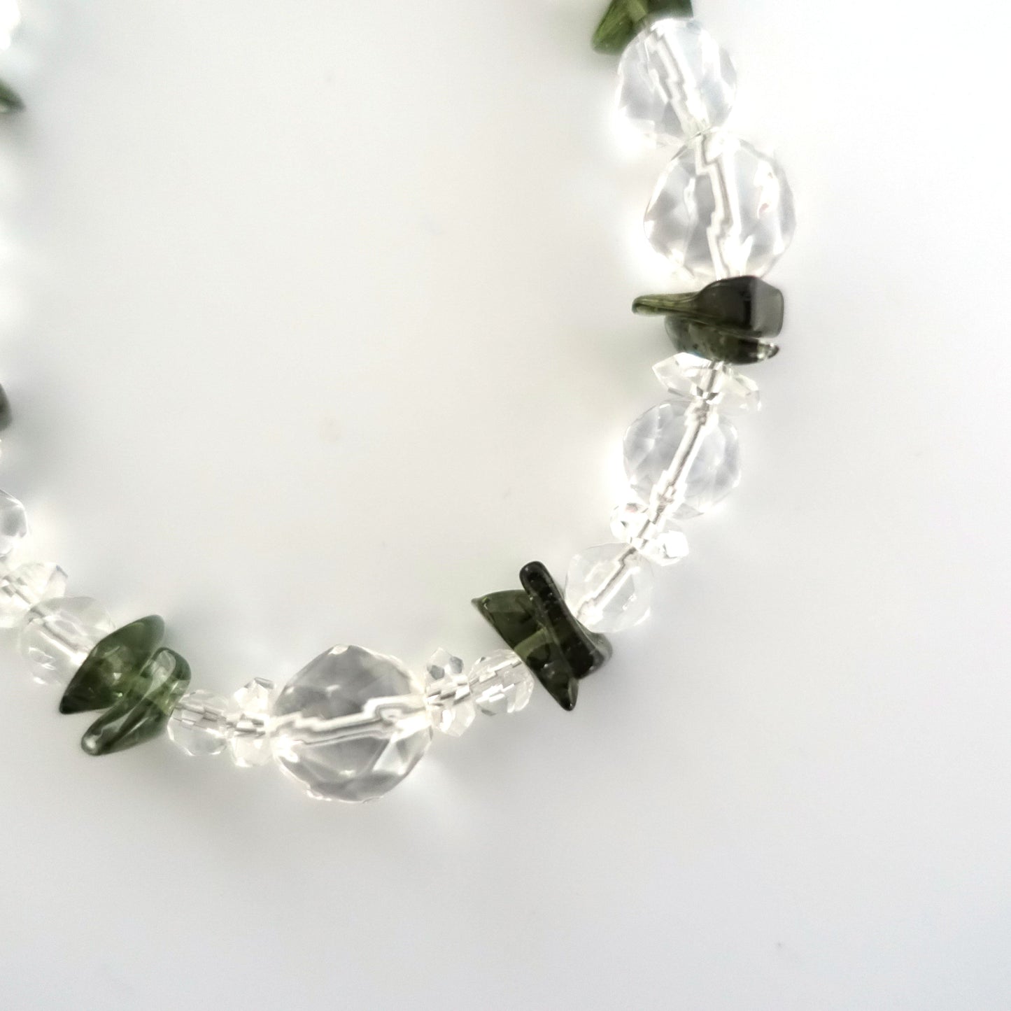 【送料無料】モルダバイトさざれ&水晶ブレスレット《180mm/Silver925スライド式アジャスター金具3cm付》【ポスト投函対応可能商品】