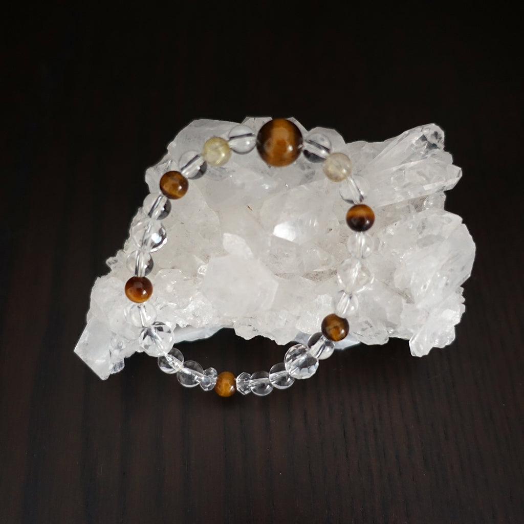 タイガーアイ&ルチルクォーツ&水晶ブレスレット《175mm/金運・仕事運》【ポスト投函対応可能商品】