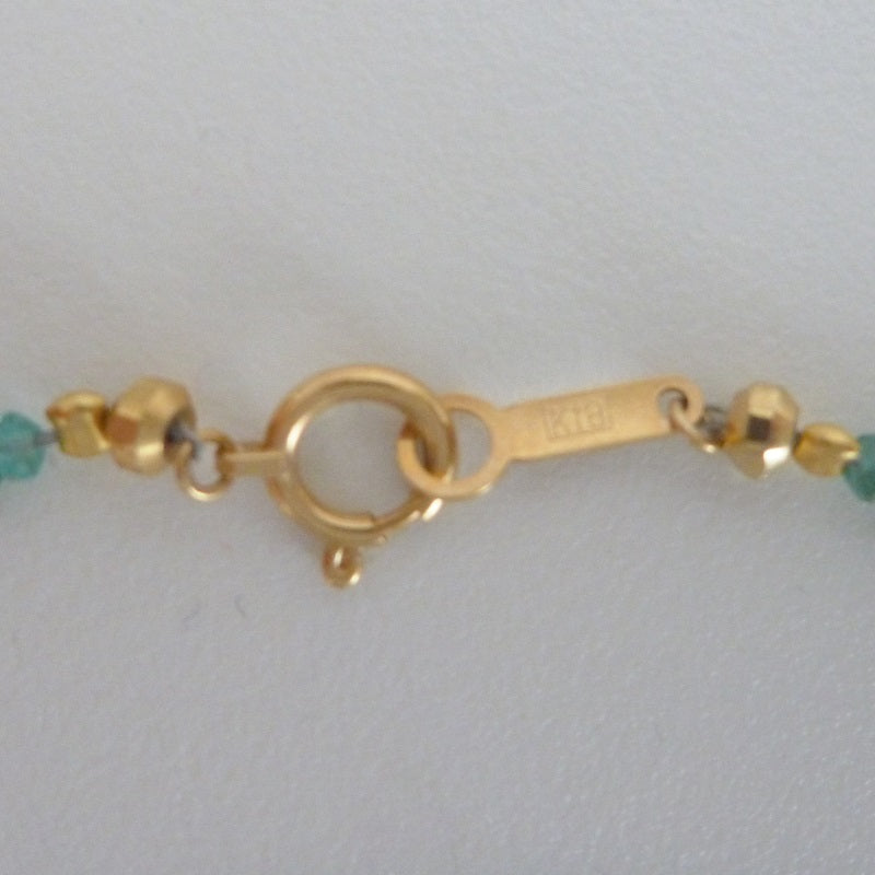 エメラルド宝石質ボタンカットネックレス40cm【ポスト投函対応可能商品】