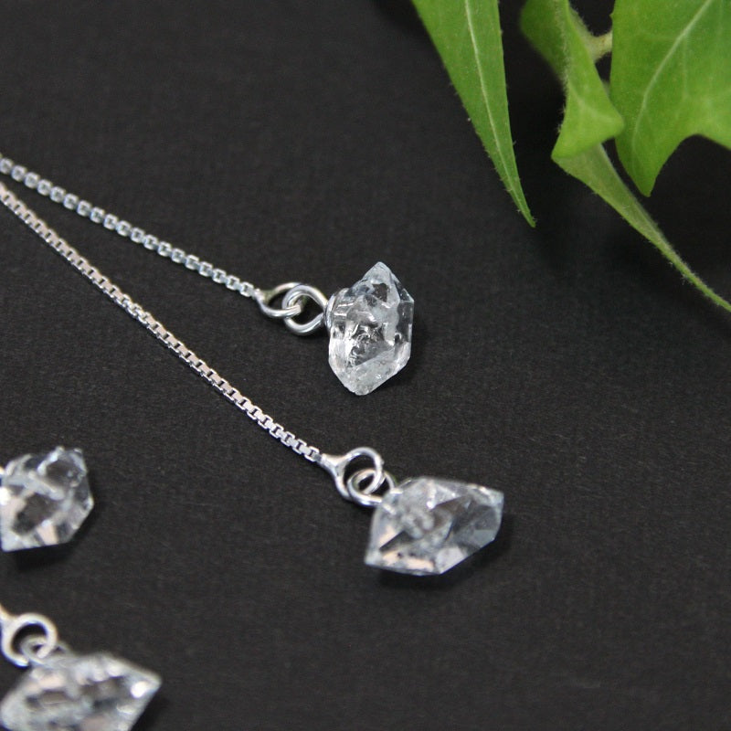 ハーキマーダイヤモンド原石ロングピアス(ペア)SILVER925【ポスト投函対応可能商品】