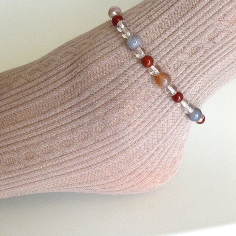 カーネリアン&ボツワナアゲート アンクレット《足腰の不調に》【ポスト投函対応可能商品】