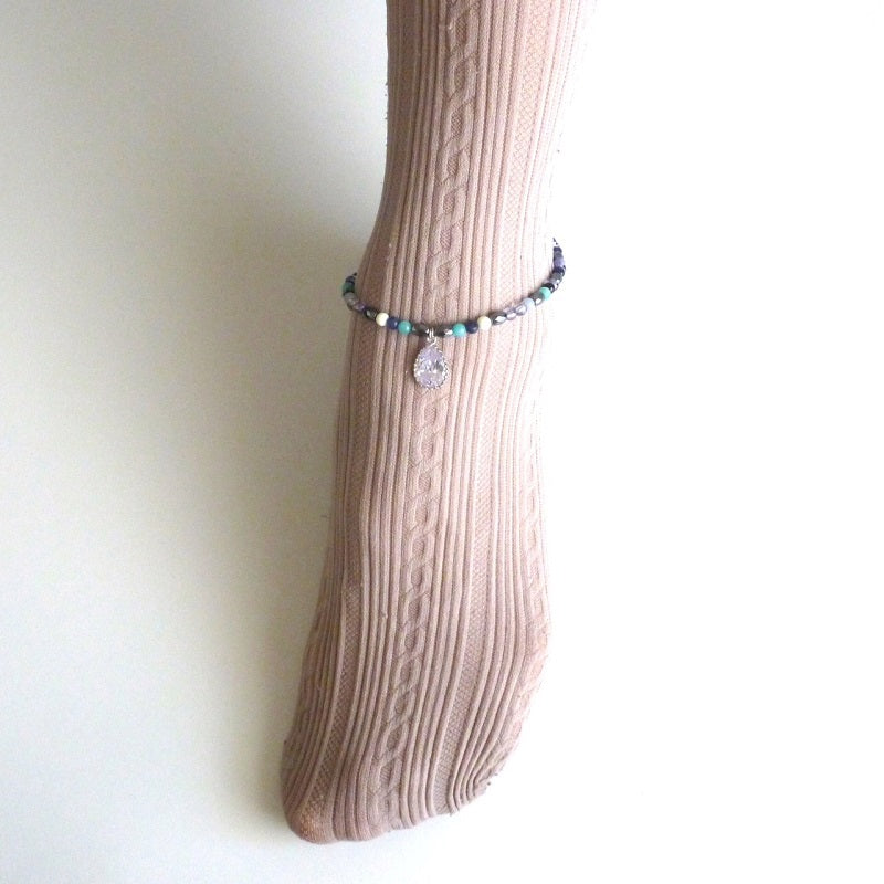 天然石(8種)&チャーム付 アンクレット-足元にもパワーストーン【ポスト投函対応可能商品】