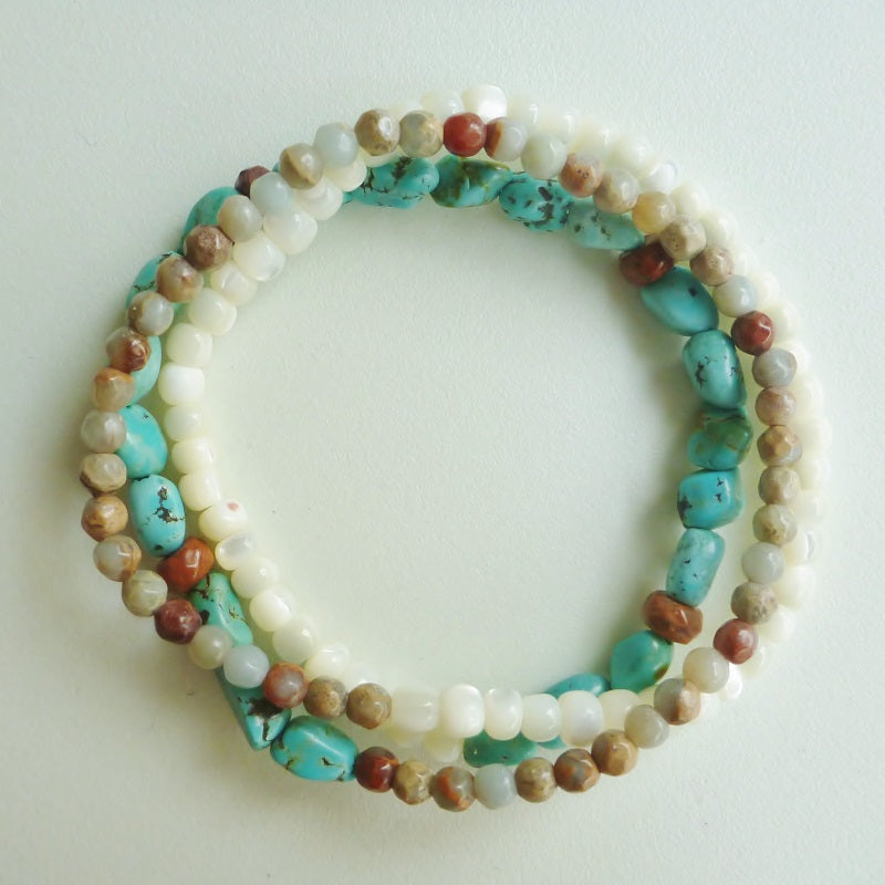 ターコイズ3連ブレスレット《2way/ネックレスにも》