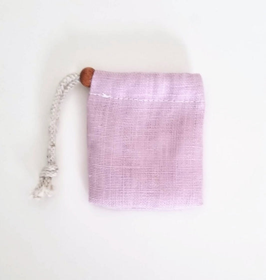 ヘンプ巾着(麻袋)ピンクS“タンブルや原石の持ち運びに便利”S-20-9