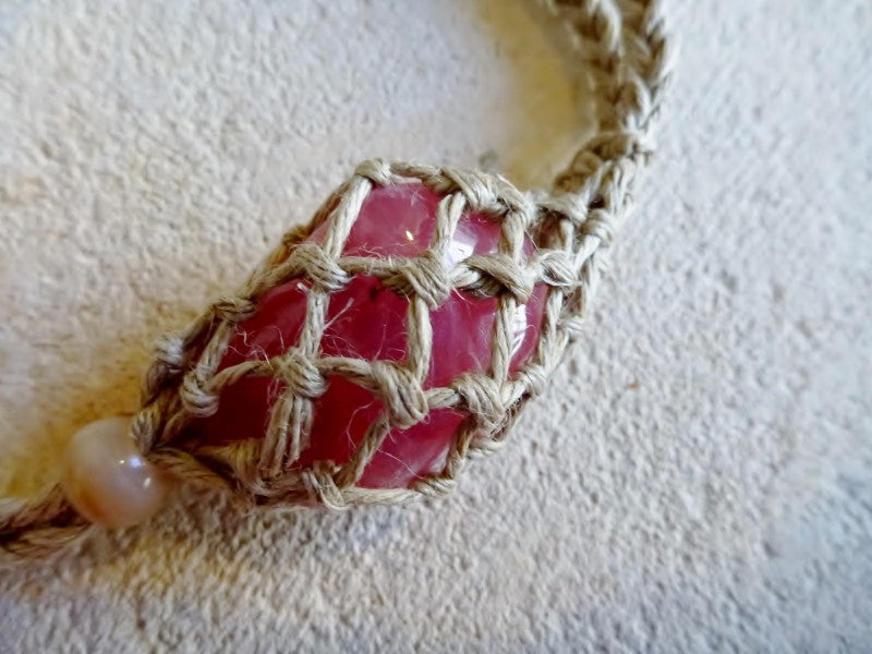 ヘンプ紐製ブレスレット(石の入れ替え可能) 【ポスト投函対応可能商品】