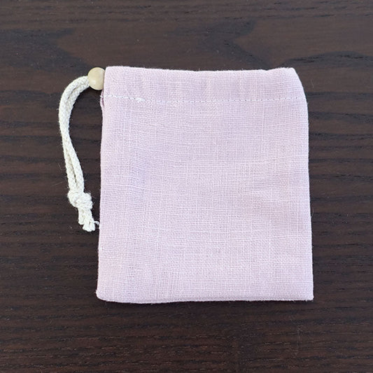 ヘンプ巾着(麻袋)Lピンク-23《タンブルや原石の持ち運びに便利》9cm×8cm【ポスト投函対応可能商品】