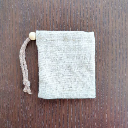 ヘンプ巾着(麻袋)M生成-46《タンブルや原石の持ち運びに便利》7cm×6cm【ポスト投函対応可能商品】