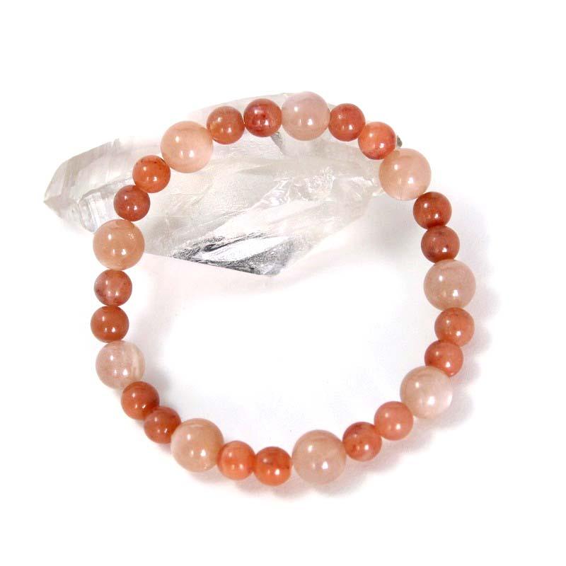 【送料無料】ピンク・アゼツライト&オレンジムーンストーンブレスレット《H&M社アゼツライト使用》【ポスト投函対応可能商品】