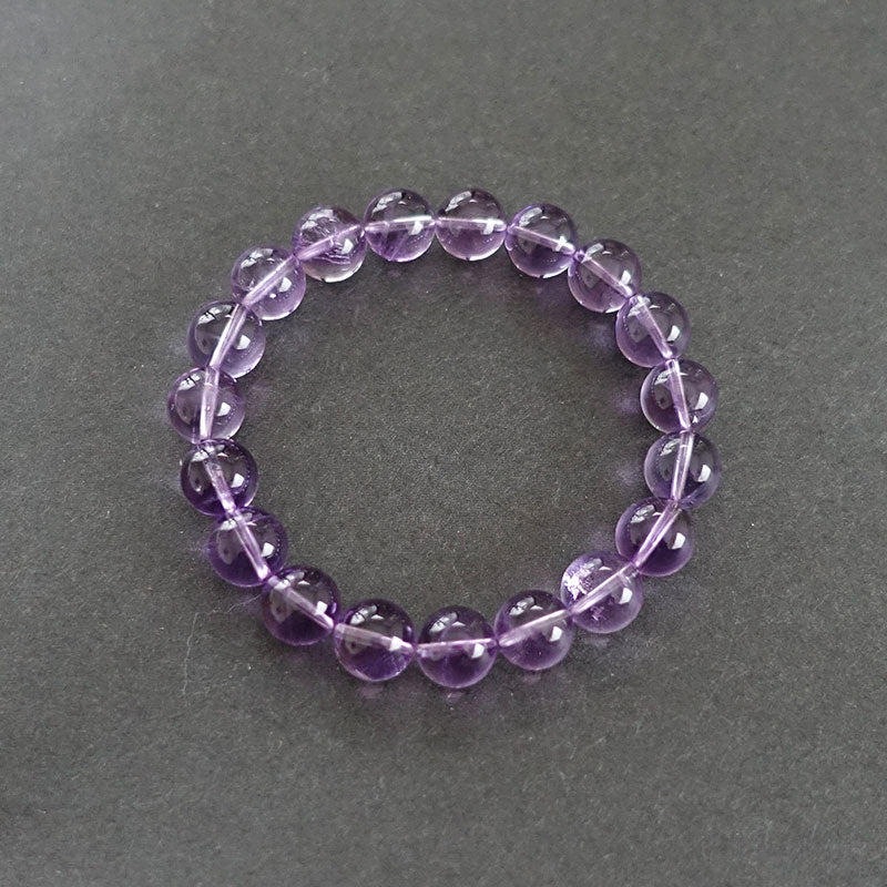 アメジスト10.5mm玉ブレスレット《透明/ユニセックス/198mm》【ポスト投函対応可能商品】