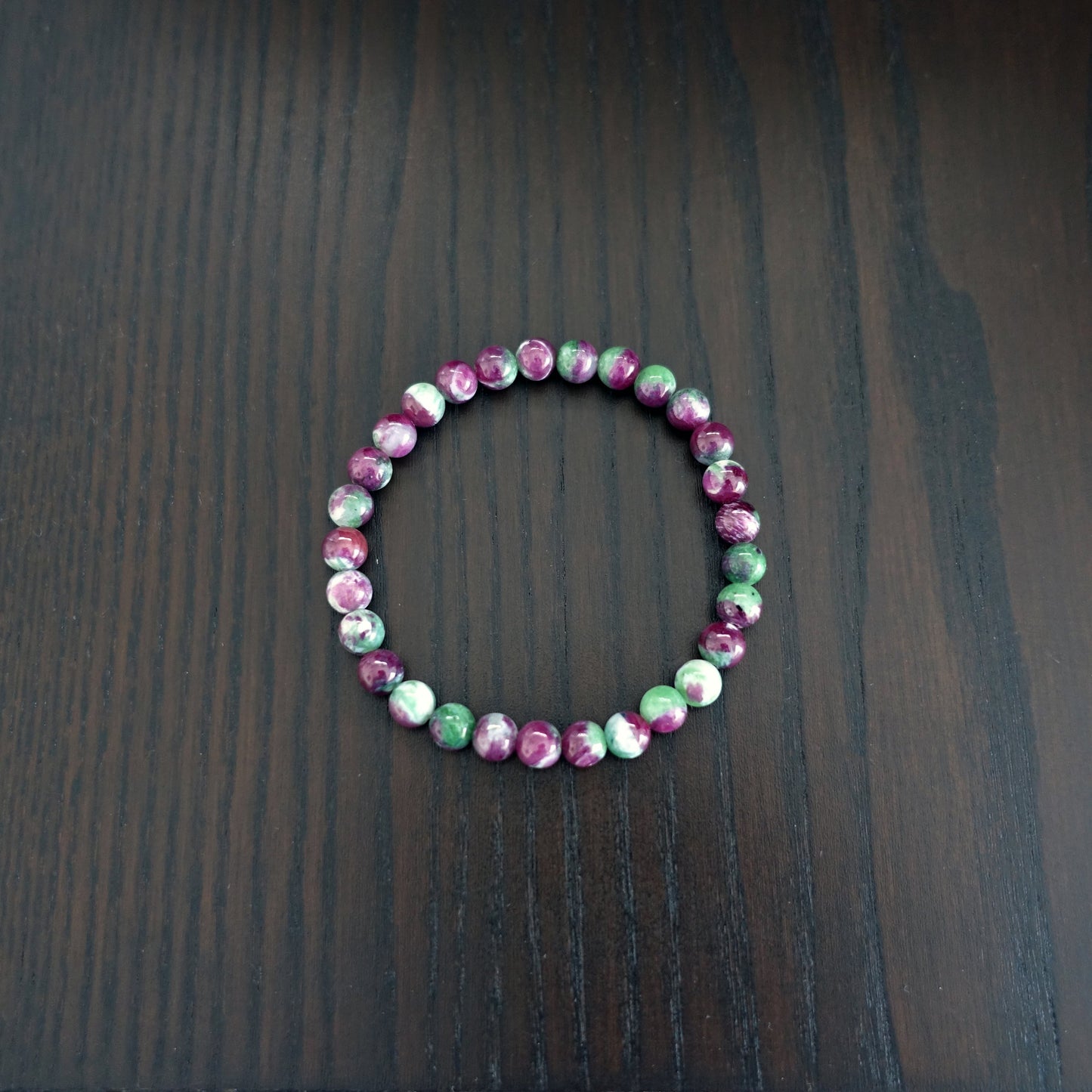 【送料無料】ルビーインゾイサイト6.5mm玉 ブレスレット《188mm/ルビー多め》【ポスト投函対応可能商品】