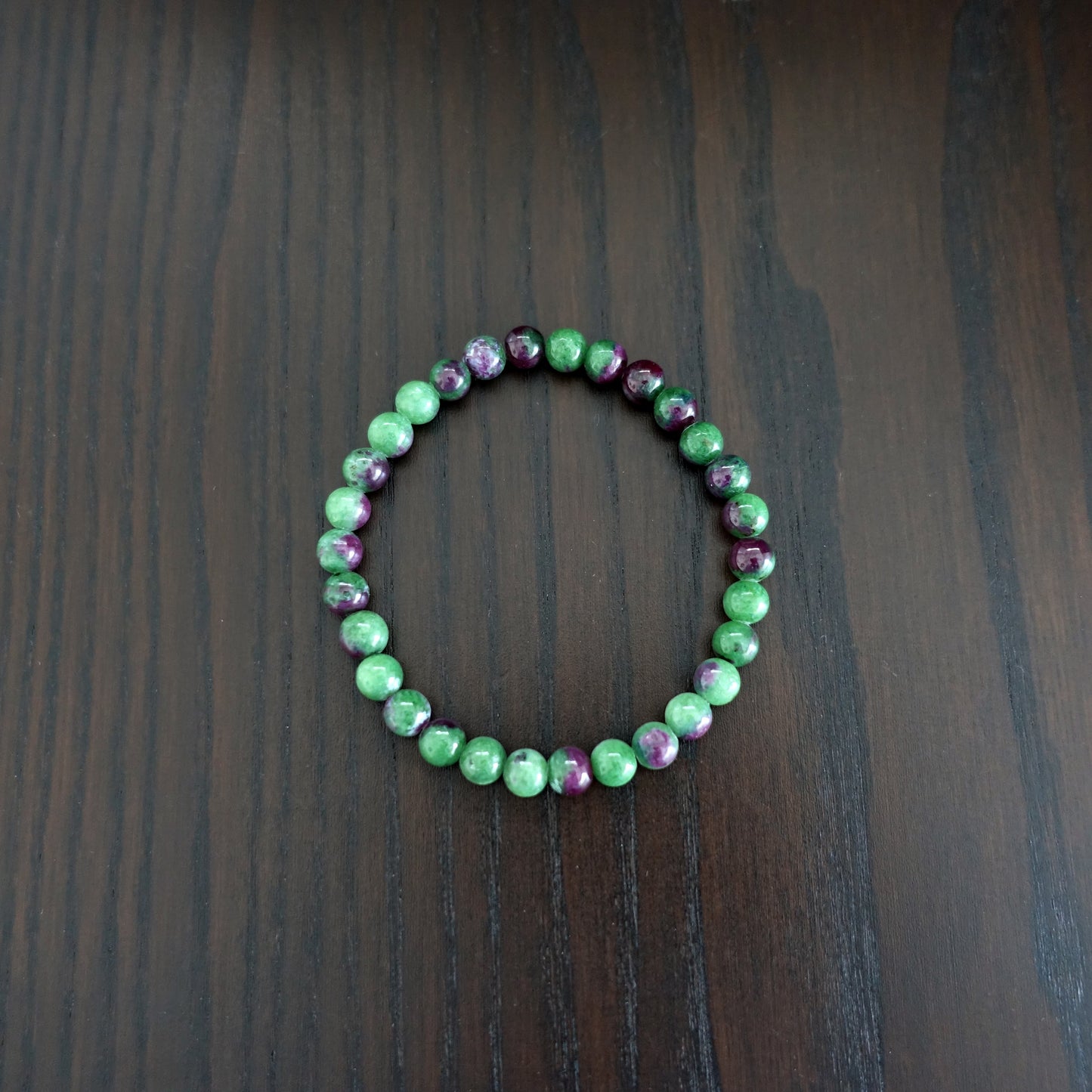 【送料無料】ルビーインゾイサイト6.5mm玉 ブレスレット《190mm/ゾイサイト多め》【ポスト投函対応可能商品】