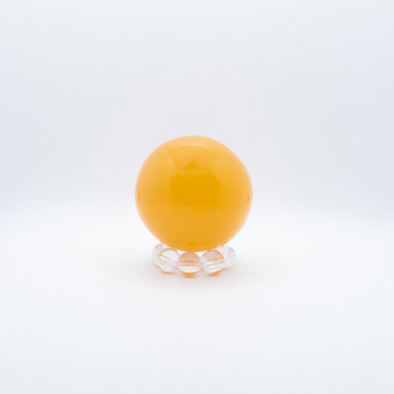 【送料無料】オレンジカルサイト丸玉《49mm球》水晶台座付