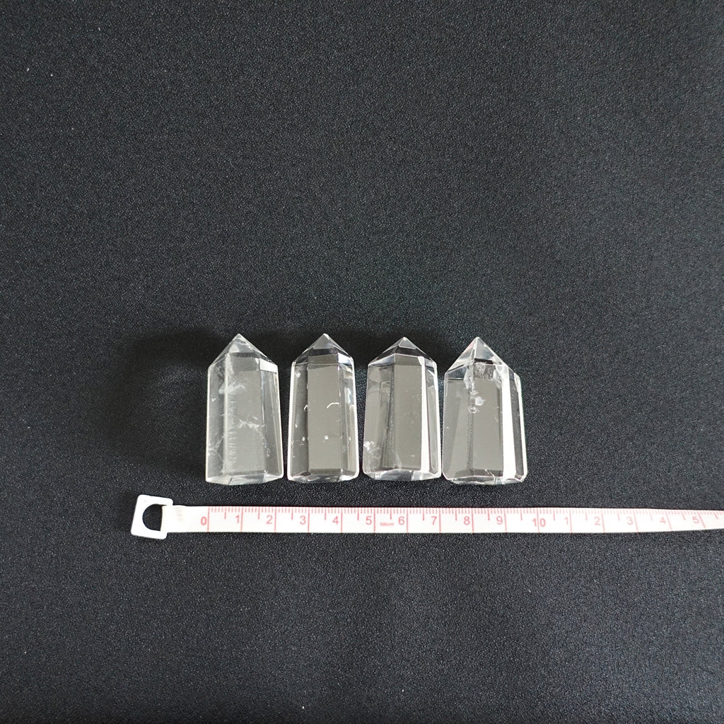 【送料無料】結界用水晶ポイント4本セット133.7g《ブラジル産/底カット/ポリッシュ/自立》◎使用方法説明書付