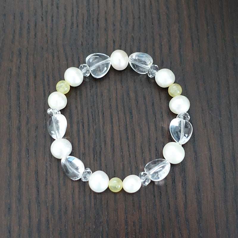 淡水パール&イエローオパール&水晶ブレスレット《168mm》【ポスト投函対応可能商品】