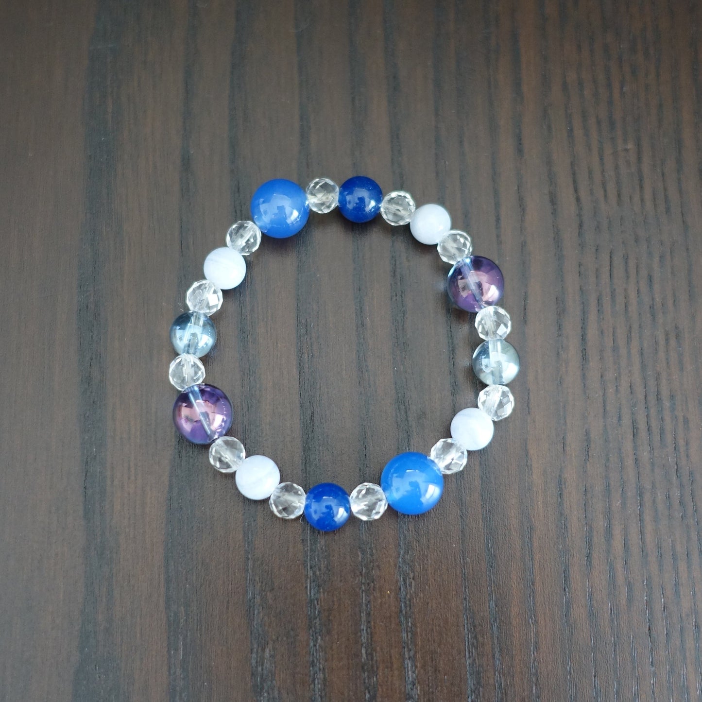 ブルーアゲート&ブルーレース&コスモオーラ&水晶ブレスレット《180mm》【ポスト投函対応可能商品】