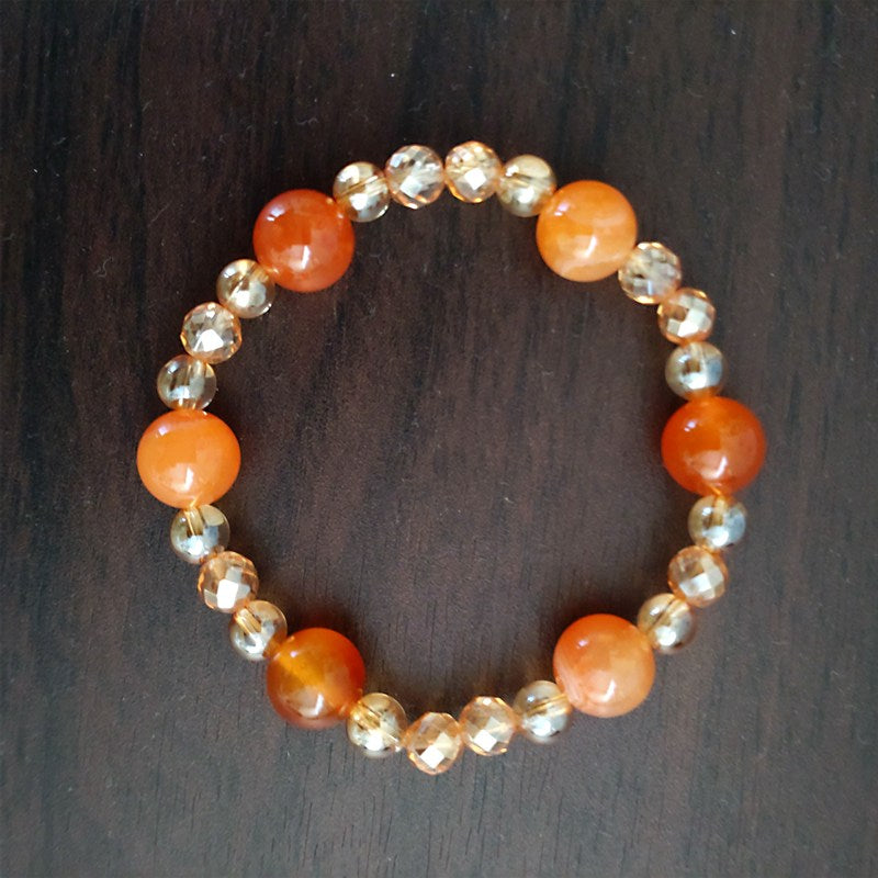 【送料無料】オレンジカーネリアン＆ゴールデンオーラ ブレスレット《178mm/豊かさ/金運/光》【ポスト投函対応可能商品】