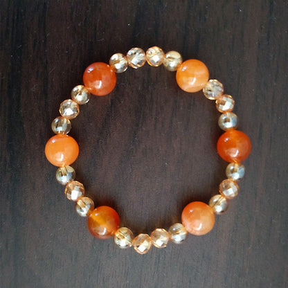 【送料無料】オレンジカーネリアン＆ゴールデンオーラ ブレスレット《178mm/豊かさ/金運/光》【ポスト投函対応可能商品】