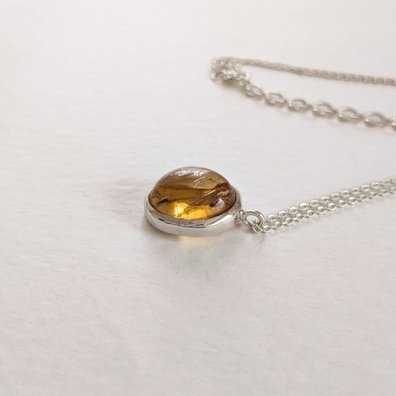 【送料無料】シトリン オーバル型ネックレス《16mm×13mm/silver925/チェーンネックレス付》ポジティブ・自分軸【ポスト投函対応可能商品】