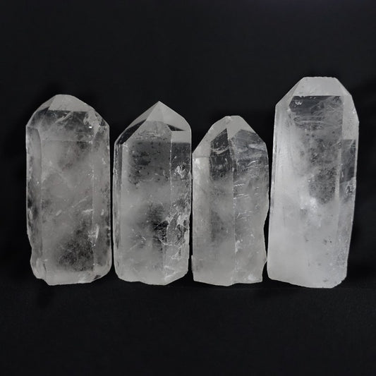 結界用水晶原石4本セットLサイズ《83mm～100mm/782.2g/ブラジル産 /底カット/自立》◎使用方法説明書付