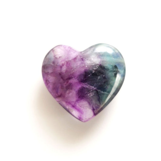 ハート型フローライト27mm×30mm《パープル多め＆ブルー/リラックス＆安心感》【ポスト投函対応可能商品】