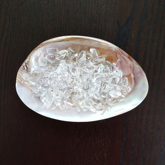 ヒマラヤ水晶チップAグレード大粒100g《マニカラン産/透明》＆マザーオブパールシェルMサイズ