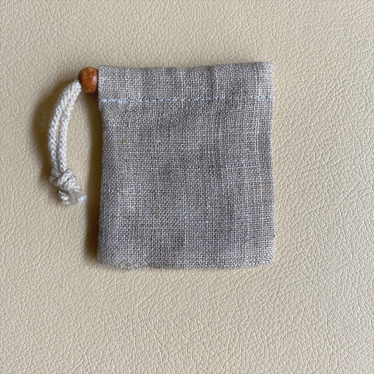 ヘンプ巾着(麻袋)生成M“タンブルや原石の持ち運びに便利”M-20-2