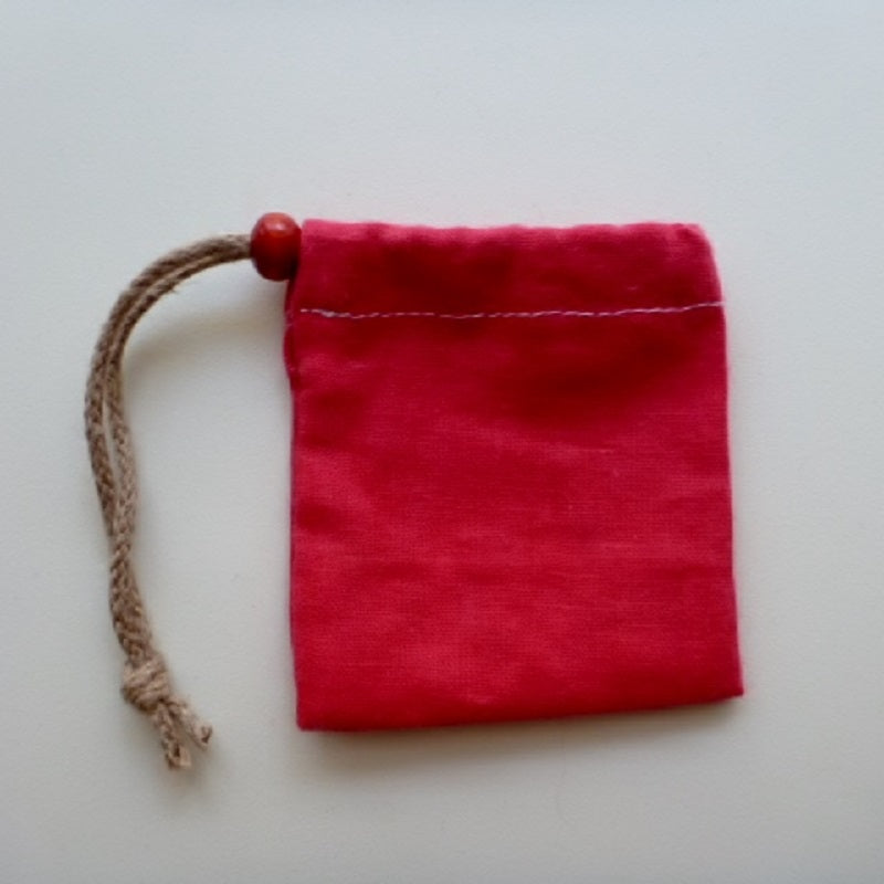 ヘンプ巾着(麻袋)マゼンタM“タンブルや原石の持ち運びに便利”M-9