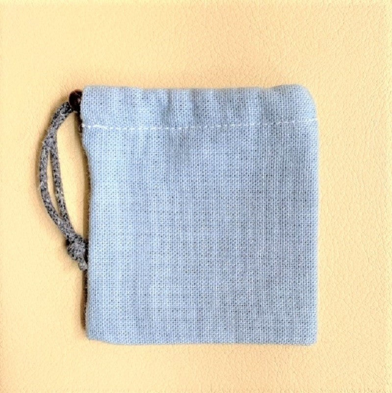 ヘンプ巾着(麻袋)青色がかったグレーL“石の持ち運びに便利”L20‐8
