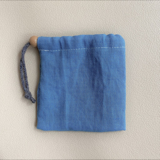 ヘンプ巾着(麻袋)青色L“タンブルや原石の持ち運びに便利”L-20-10