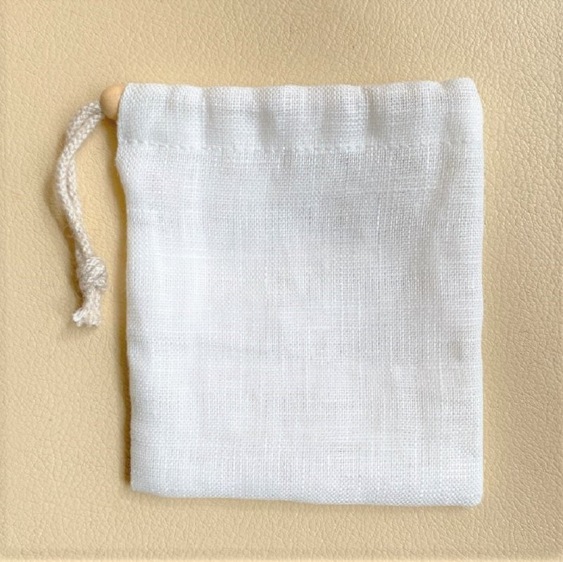 ヘンプ巾着(麻袋)白L L“ブレスレットや原石の持ち運びに”LL-20‐2