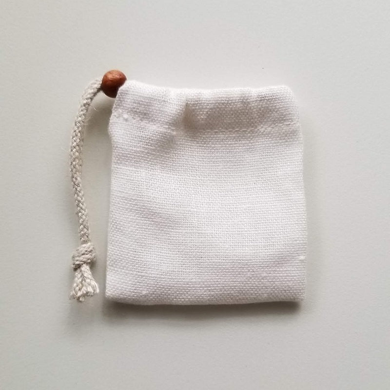 ヘンプ巾着(麻袋)ホワイトM“タンブルや原石の持ち運びに”M-20-18