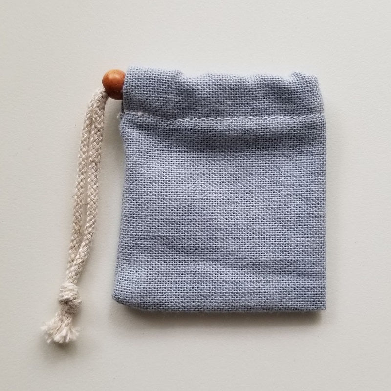 ヘンプ巾着(麻袋)グレーM“タンブルや原石の持ち運びに便利”M-20-15