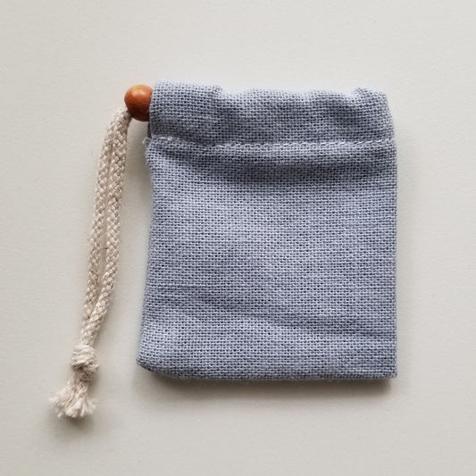 ヘンプ巾着(麻袋)グレーM“タンブルや原石の持ち運びに便利”M-20-15