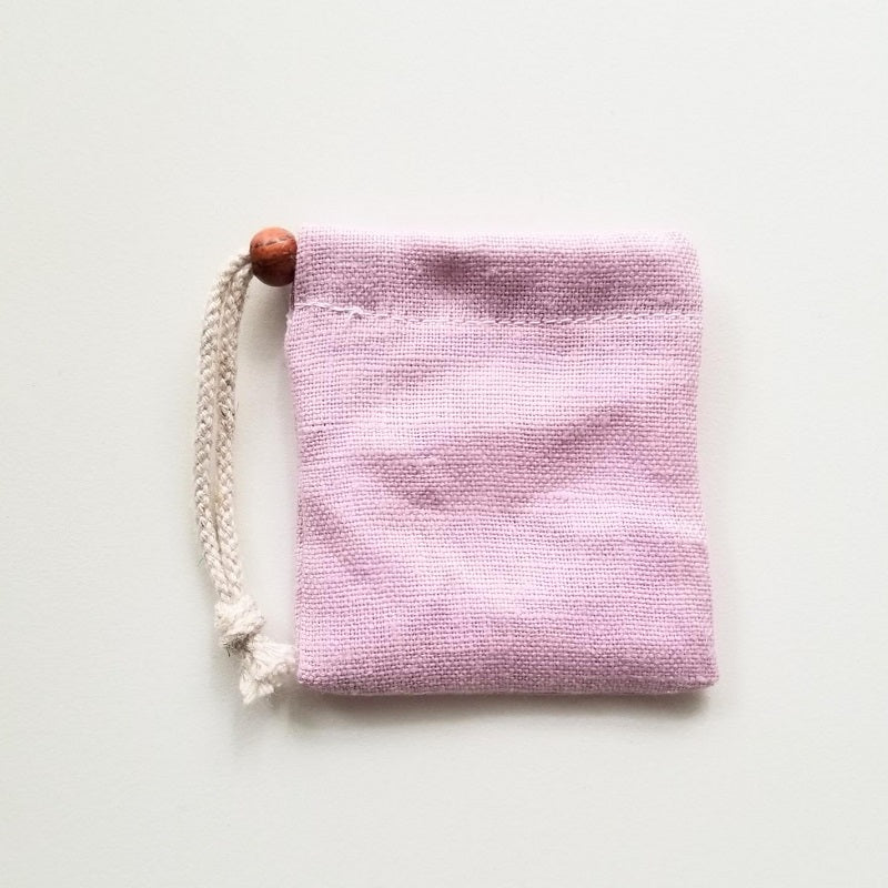 ヘンプ巾着(麻袋)ピンクM“タンブルや原石の持ち運びに便利”M-20-14