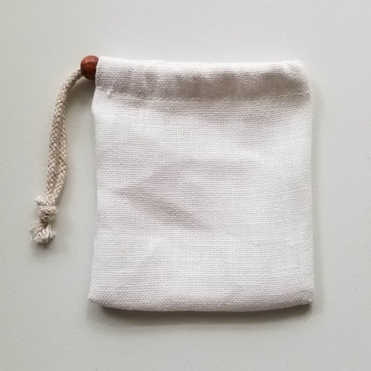 ヘンプ巾着(麻袋)ホワイトL“タンブルや原石の持ち運びに”L-20-17