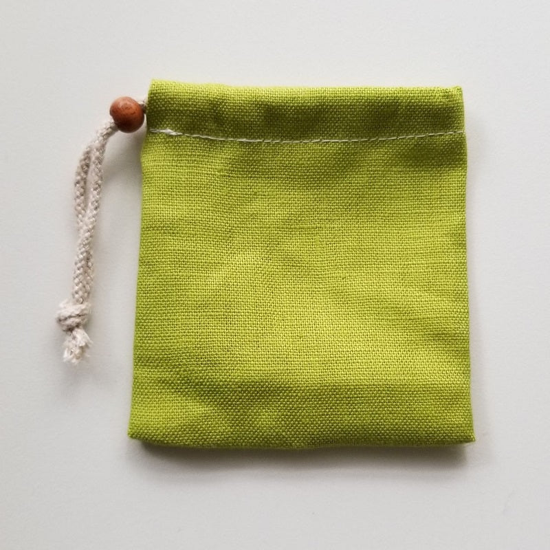 ヘンプ巾着(麻袋)黄緑色L“タンブルや原石の持ち運びに便利”L-20-12