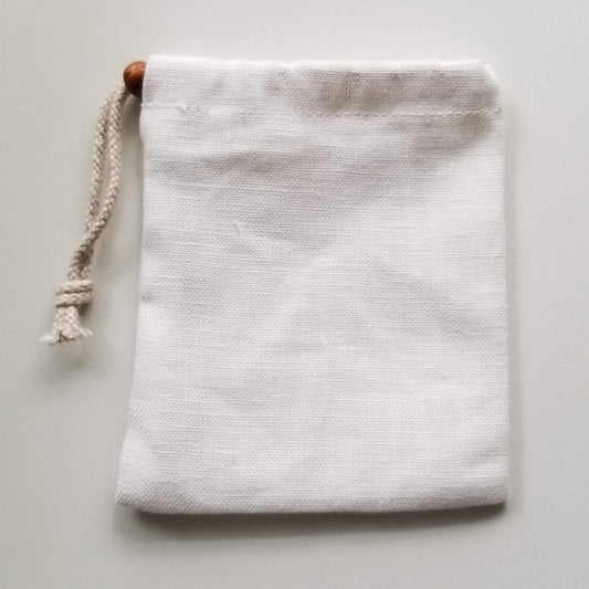 ヘンプ巾着(麻袋)ホワイトLL“タンブルや原石の持ち運びに”LL-20-4