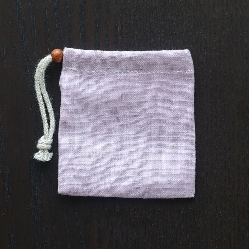 ヘンプ巾着(麻袋)Lピンク-02《タンブルや原石の持ち運びに便利》9cm×8cm