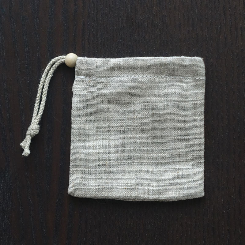ヘンプ巾着(麻袋)L生成-05《タンブルや原石の持ち運びに便利》9cm×8cm