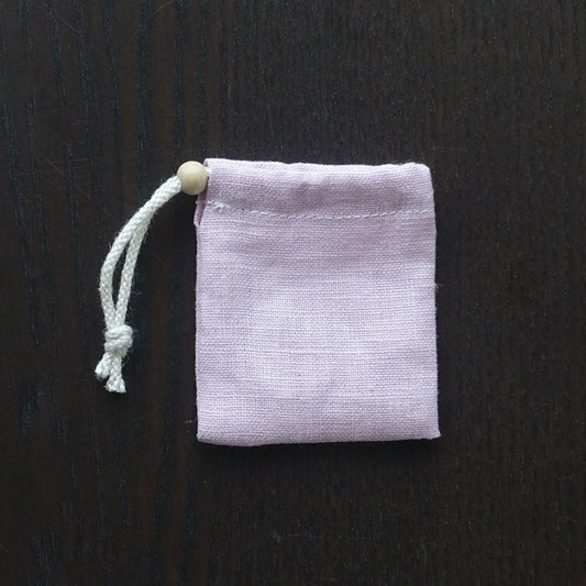 ヘンプ巾着(麻袋)Mピンク-07《タンブルや原石の持ち運びに便利》7cm×6cm