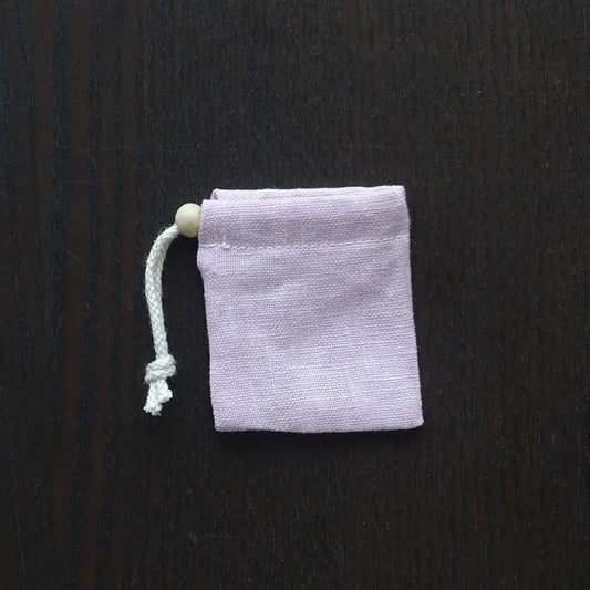 ヘンプ巾着(麻袋)Sピンク-13《タンブルや原石の持ち運びに便利》6cm×5cm