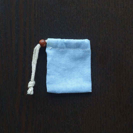 ヘンプ巾着(麻袋)S水色-14《タンブルや原石の持ち運びに便利》6cm×5cm