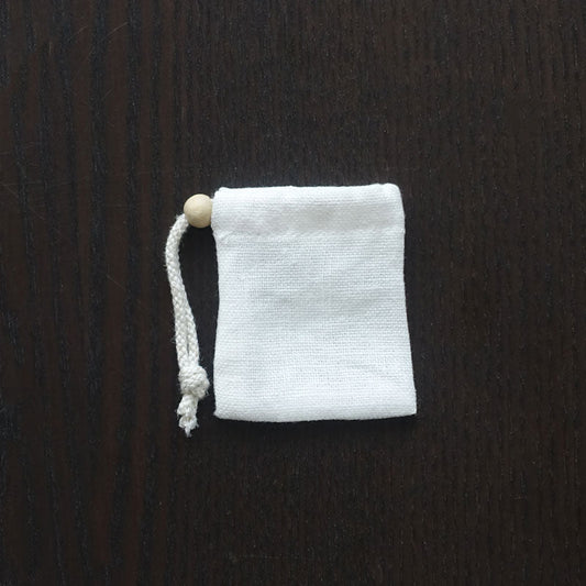 ヘンプ巾着(麻袋)S白-16《タンブルや原石の持ち運びに便利》6cm×5cm
