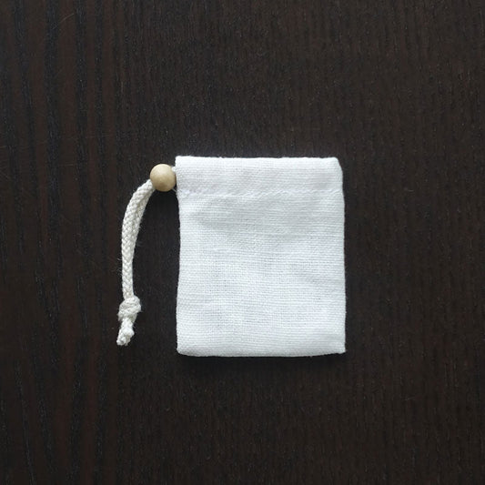 ヘンプ巾着(麻袋)S白-17《タンブルや原石の持ち運びに便利》6cm×5cm