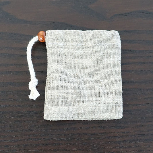 ヘンプ巾着(麻袋)M生成-28《タンブルや原石の持ち運びに便利》7cm×6cm